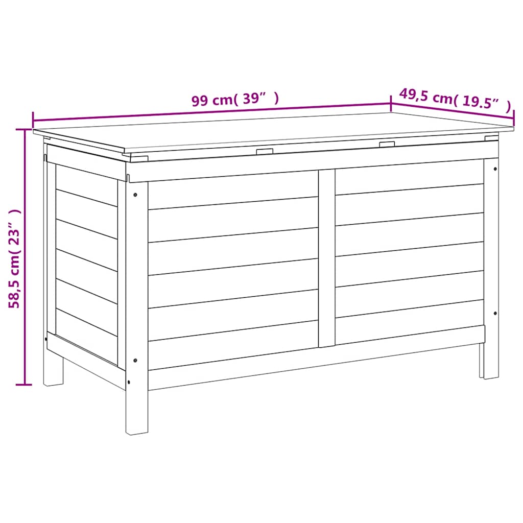 vidaXL Skrzynia ogrodowa, biała, 99x49,5x58,5 cm, lite drewno jodłowe