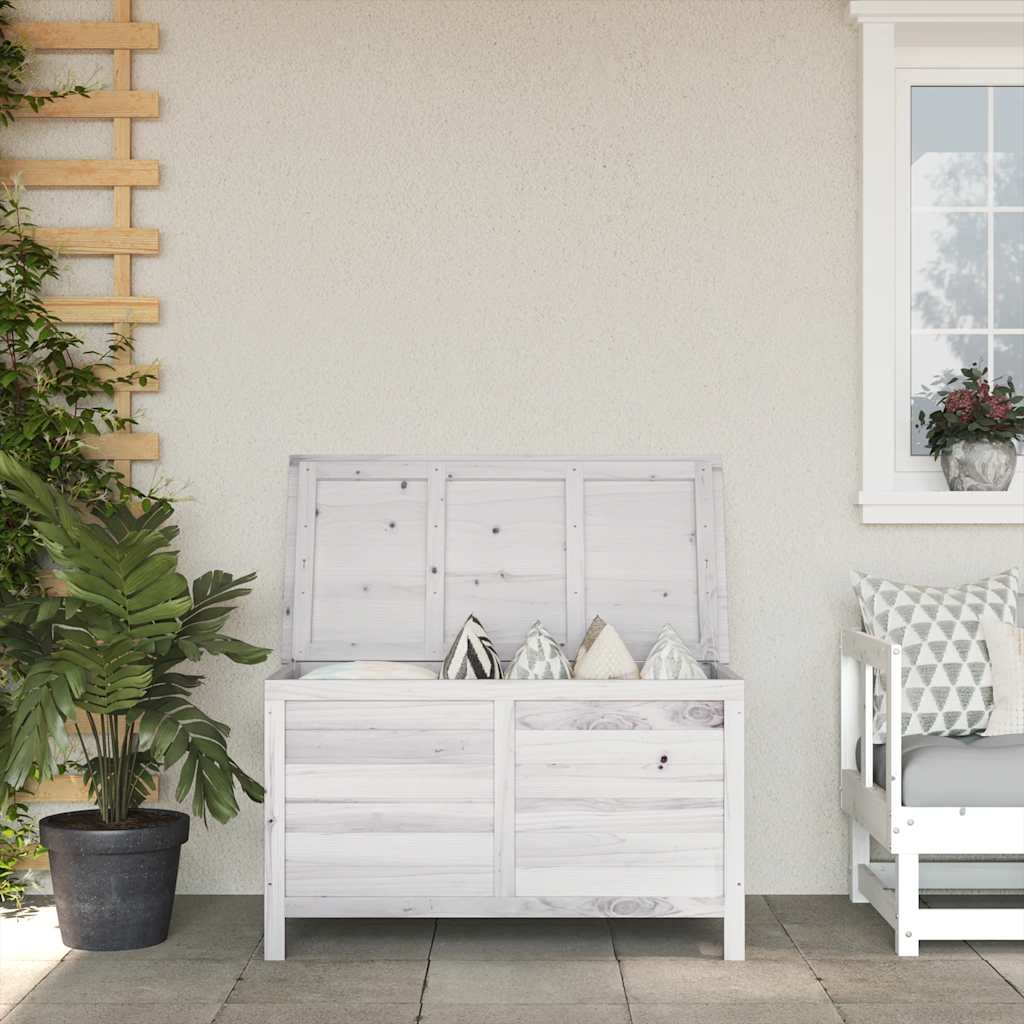 vidaXL Skrzynia ogrodowa, biała, 99x49,5x58,5 cm, lite drewno jodłowe