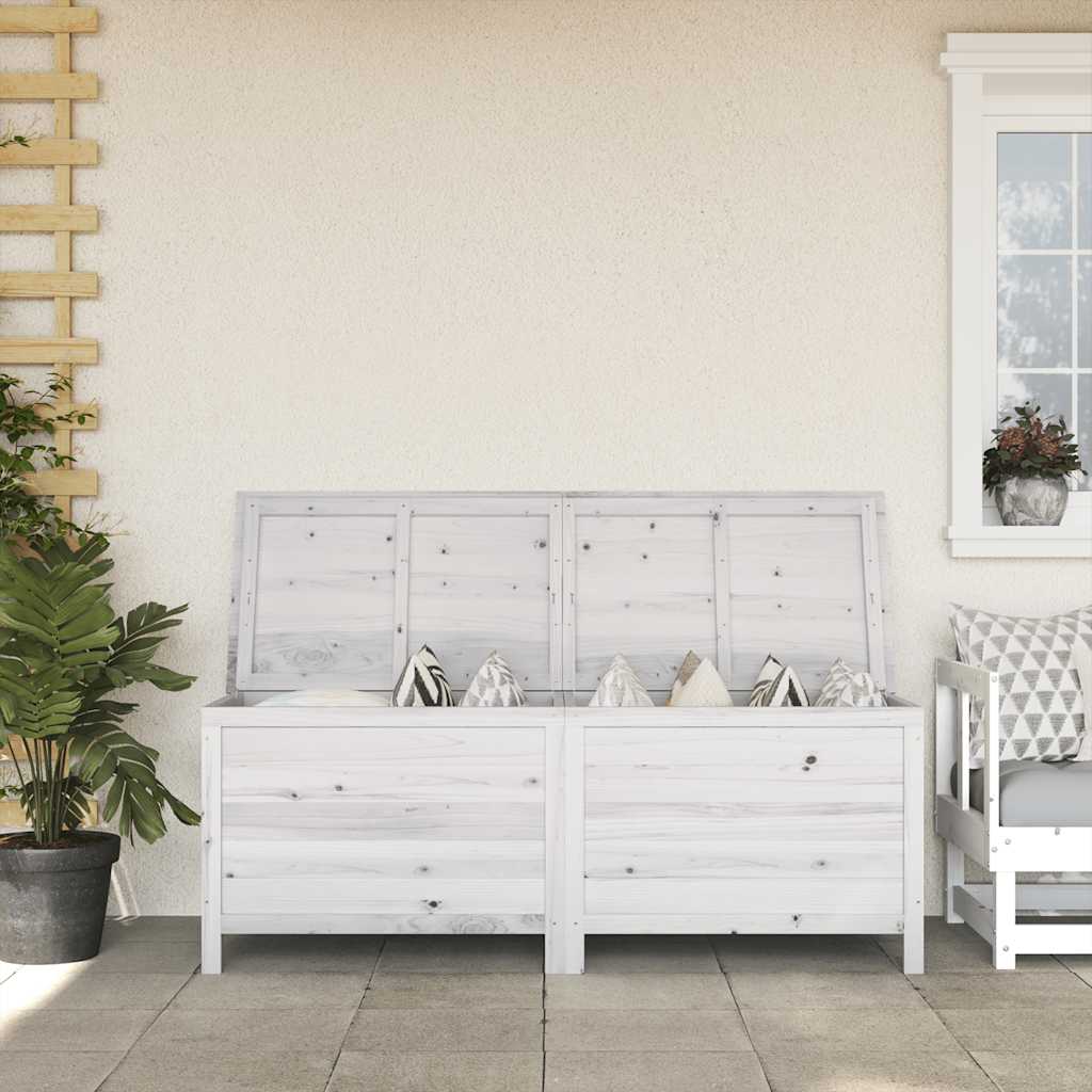 vidaXL Skrzynia ogrodowa, biała, 150x50x56,5 cm, lite drewno jodłowe