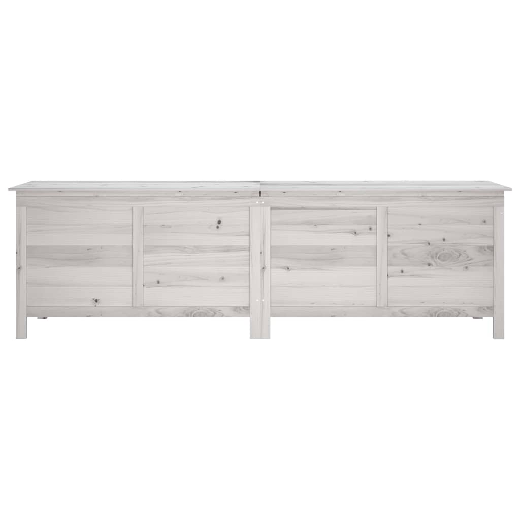 vidaXL Skrzynia ogrodowa, biała, 198,5x50x56,5 cm, lite drewno jodłowe