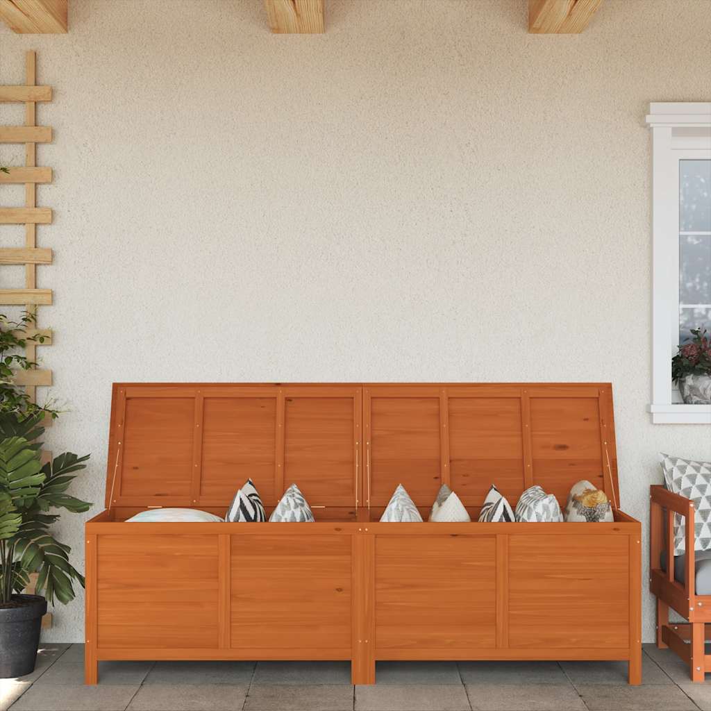 vidaXL Skrzynia ogrodowa, brąz, 198,5x50x56,5 cm, lite drewno jodłowe