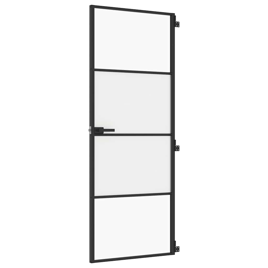 vidaXL Drzwi wewnętrzne, czarne, 76x201,5 cm, szkło i aluminium