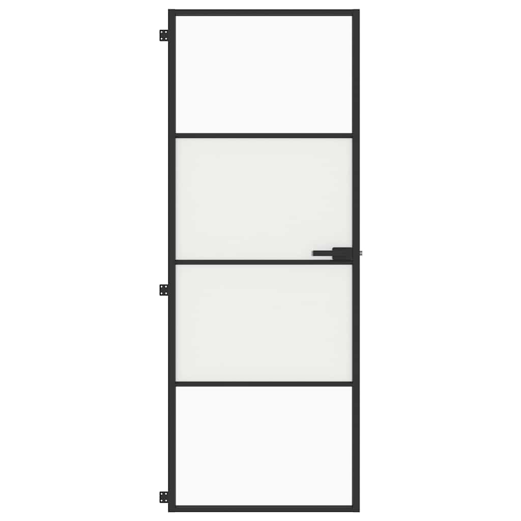 vidaXL Drzwi wewnętrzne, czarne, 76x201,5 cm, szkło i aluminium