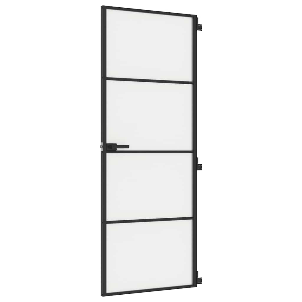 vidaXL Drzwi wewnętrzne, czarne, 76x201,5 cm, szkło i aluminium
