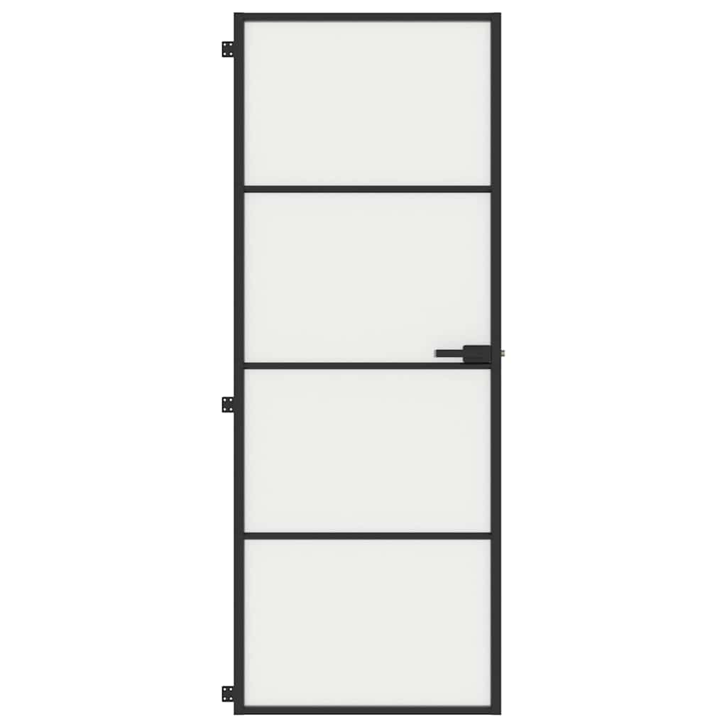 vidaXL Drzwi wewnętrzne, czarne, 76x201,5 cm, szkło i aluminium