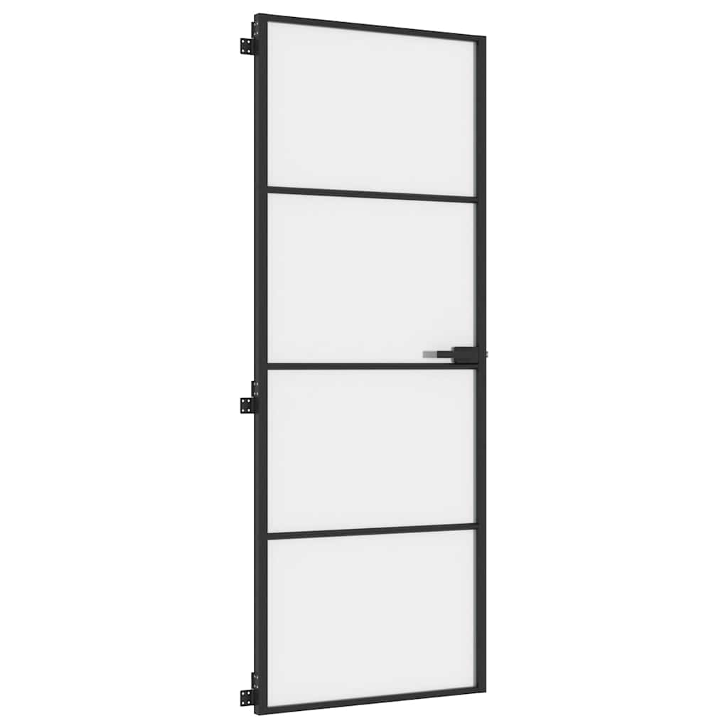 vidaXL Drzwi wewnętrzne, czarne, 76x201,5 cm, szkło i aluminium
