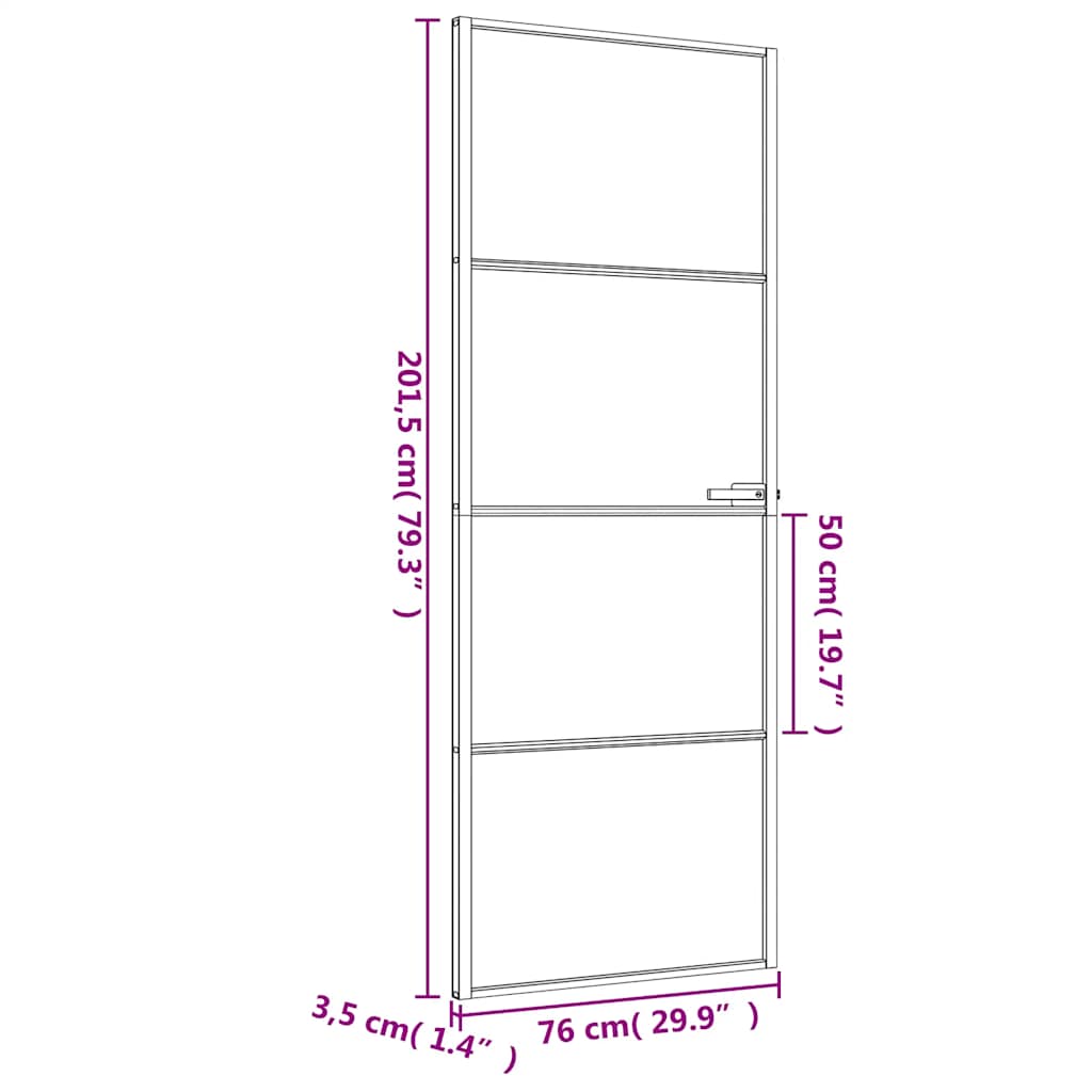 vidaXL Drzwi wewnętrzne, czarne, 76x201,5 cm, szkło i aluminium