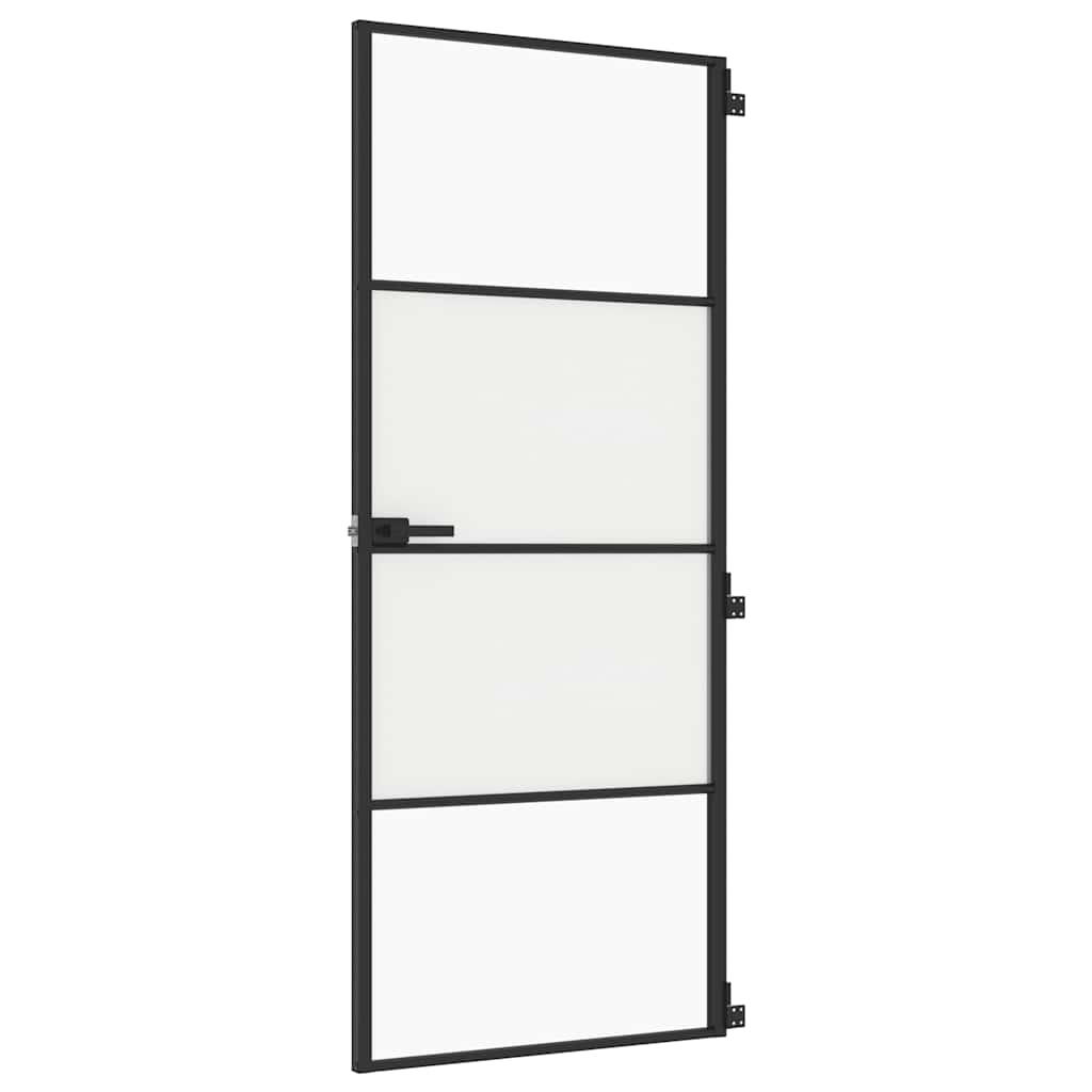 vidaXL Drzwi wewnętrzne, czarne, 83x201,5 cm, szkło i aluminium