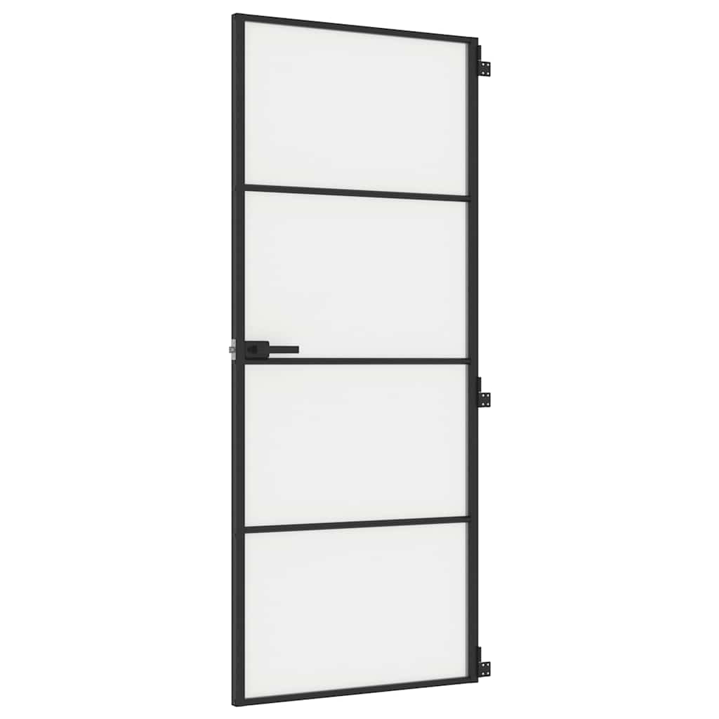 vidaXL Drzwi wewnętrzne, czarne, 83x201,5 cm, szkło i aluminium