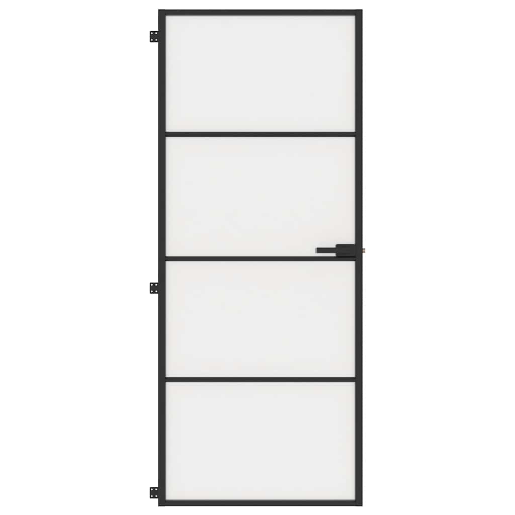vidaXL Drzwi wewnętrzne, czarne, 83x201,5 cm, szkło i aluminium