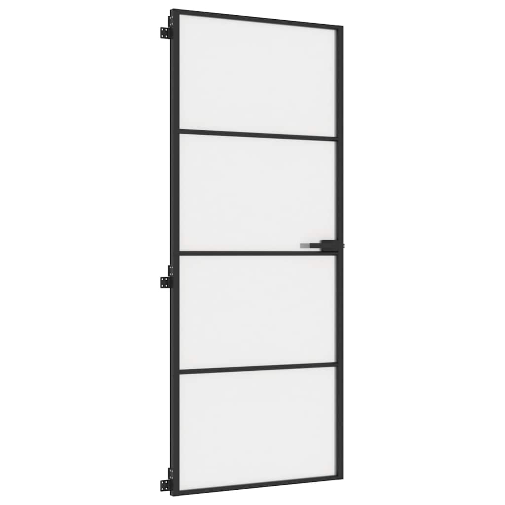 vidaXL Drzwi wewnętrzne, czarne, 83x201,5 cm, szkło i aluminium