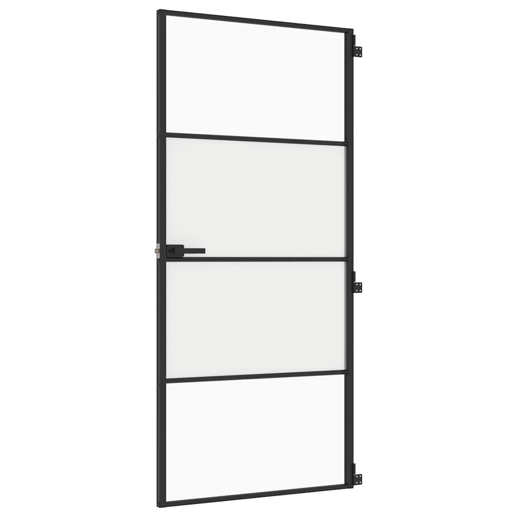 vidaXL Drzwi wewnętrzne, czarne, 93x201,5 cm, szkło i aluminium