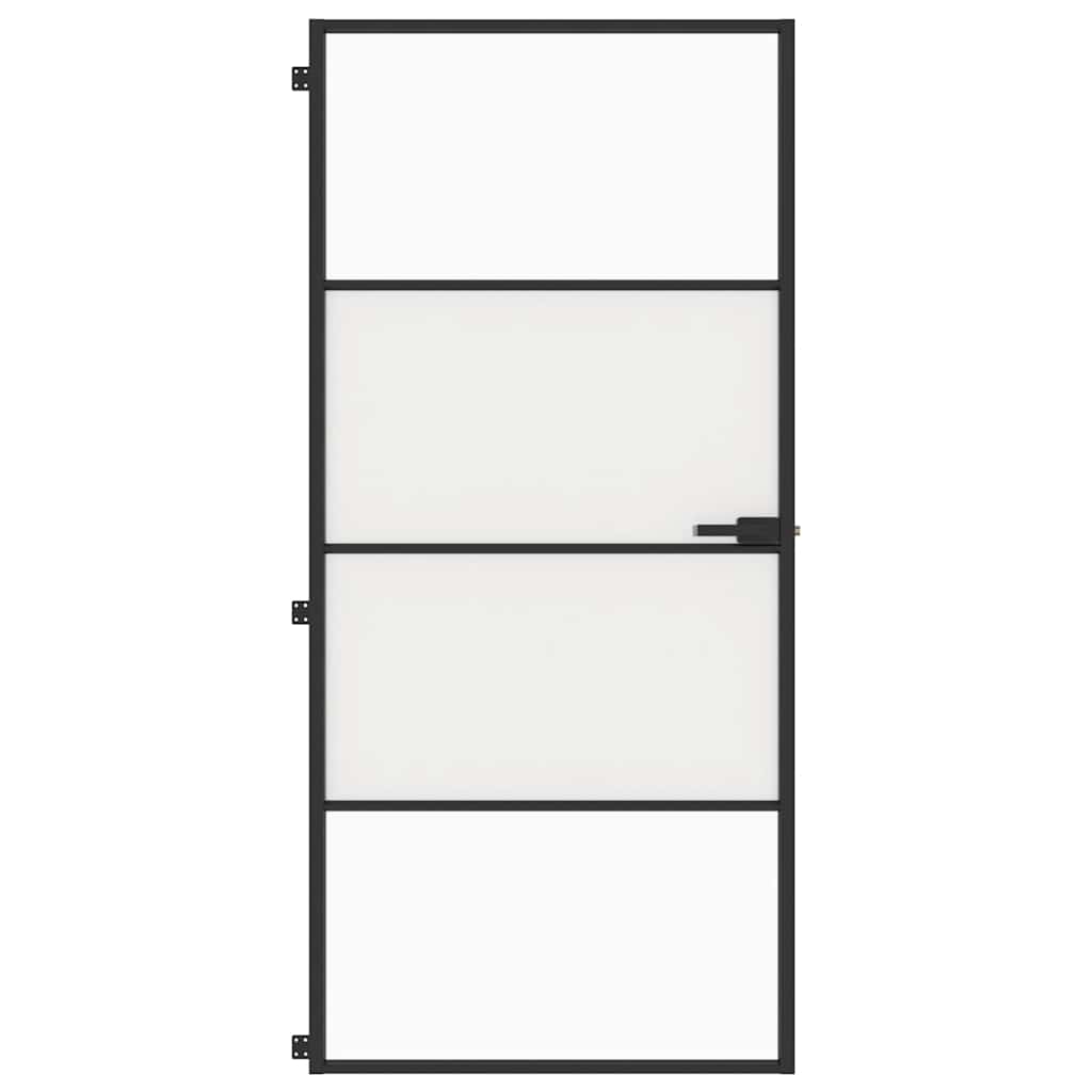 vidaXL Drzwi wewnętrzne, czarne, 93x201,5 cm, szkło i aluminium