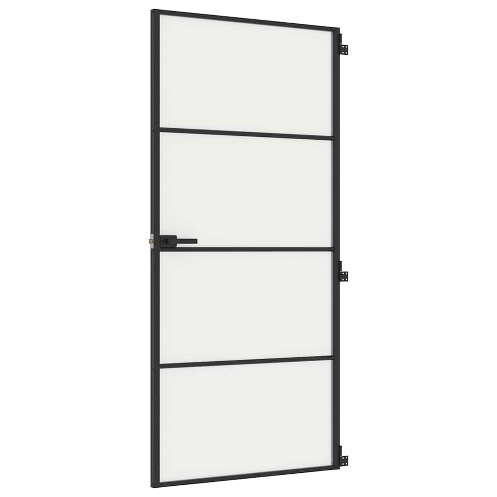 vidaXL Drzwi wewnętrzne, czarne, 93x201,5 cm, szkło i aluminium