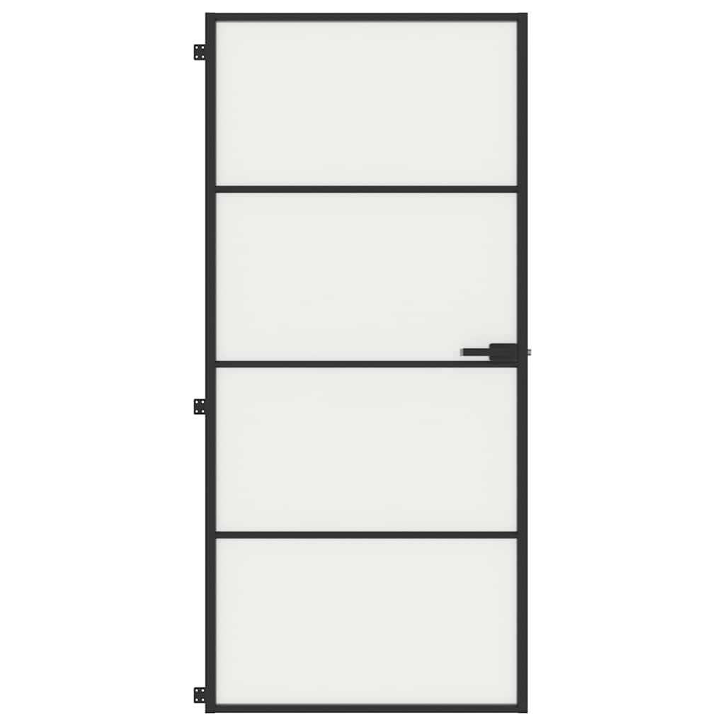 vidaXL Drzwi wewnętrzne, czarne, 93x201,5 cm, szkło i aluminium
