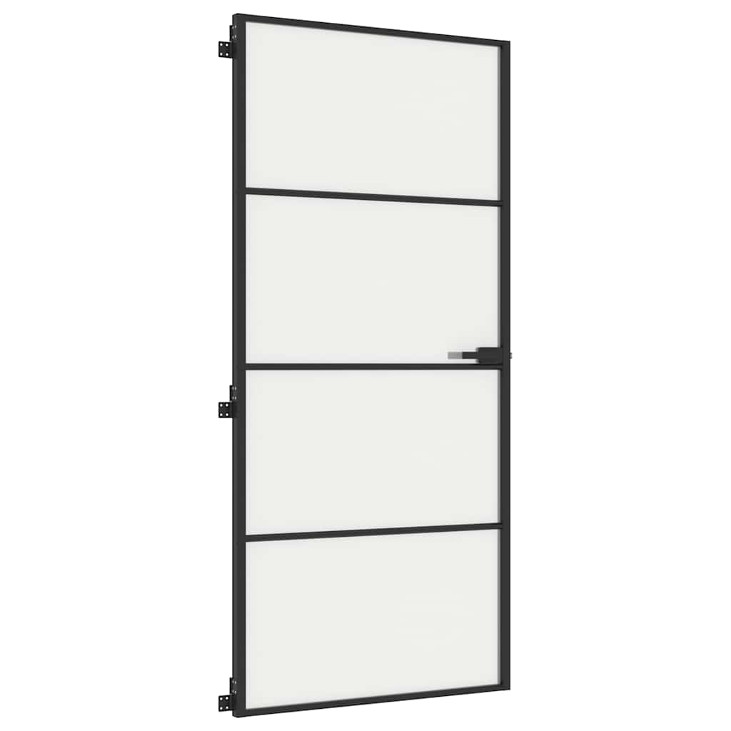 vidaXL Drzwi wewnętrzne, czarne, 93x201,5 cm, szkło i aluminium