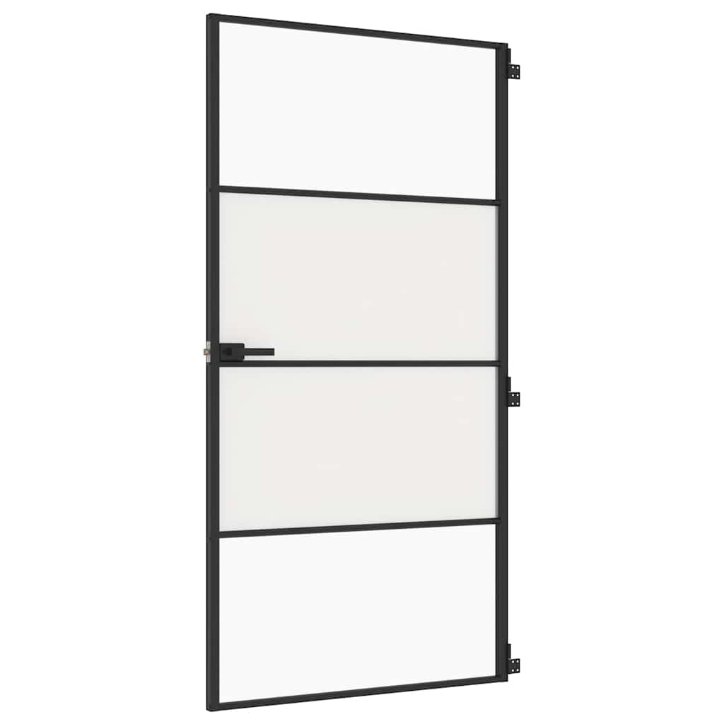 vidaXL Drzwi wewnętrzne, czarne, 102,5x201,5 cm, szkło i aluminium