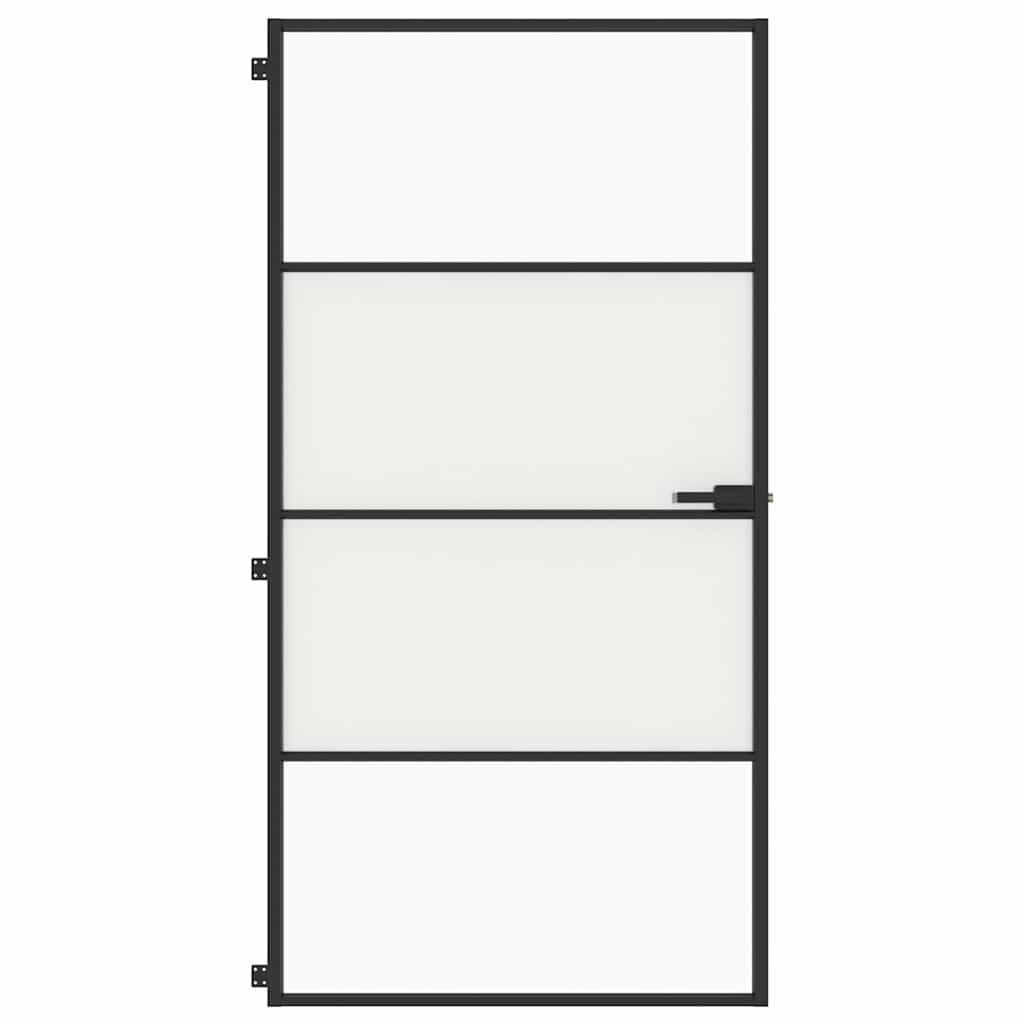 vidaXL Drzwi wewnętrzne, czarne, 102,5x201,5 cm, szkło i aluminium