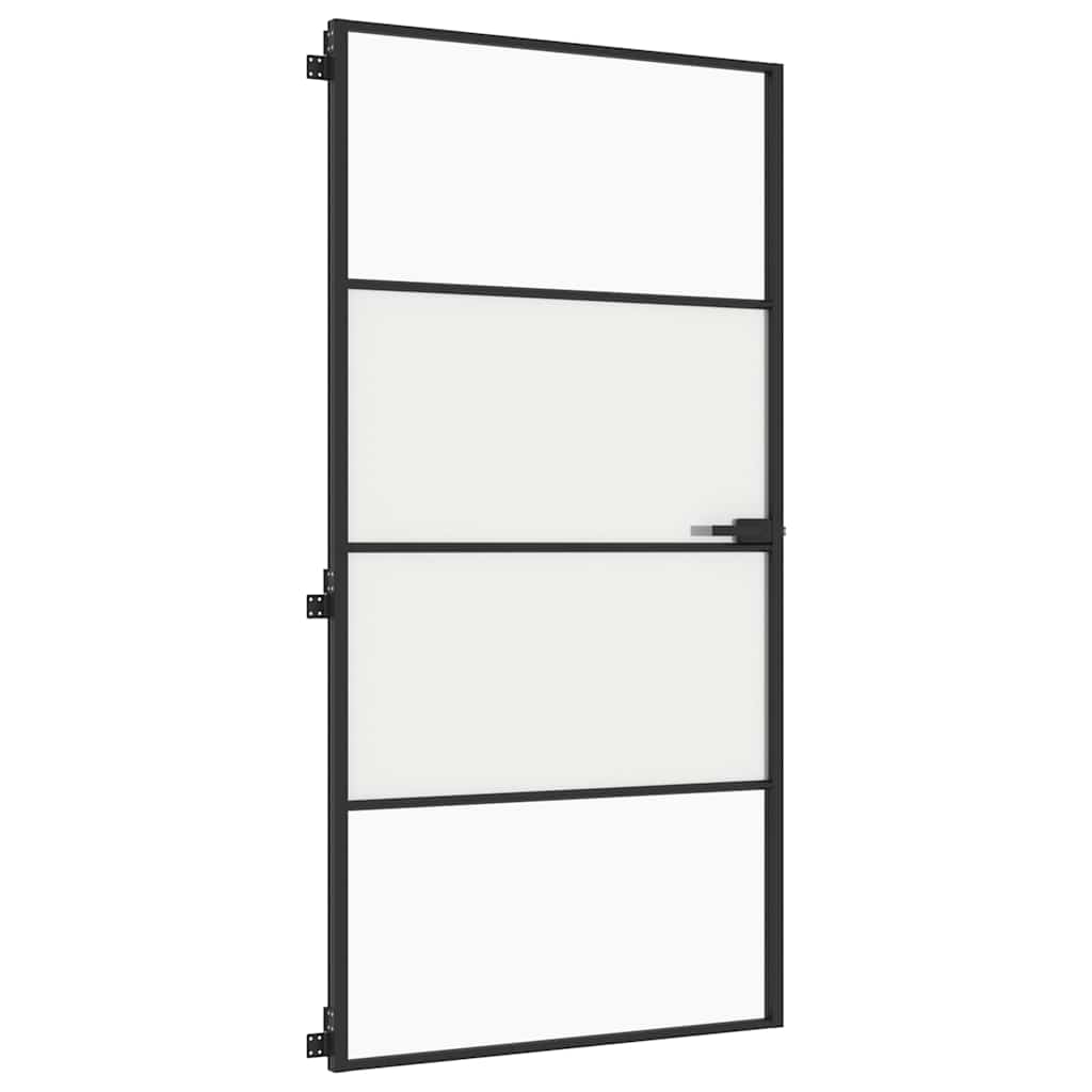 vidaXL Drzwi wewnętrzne, czarne, 102,5x201,5 cm, szkło i aluminium