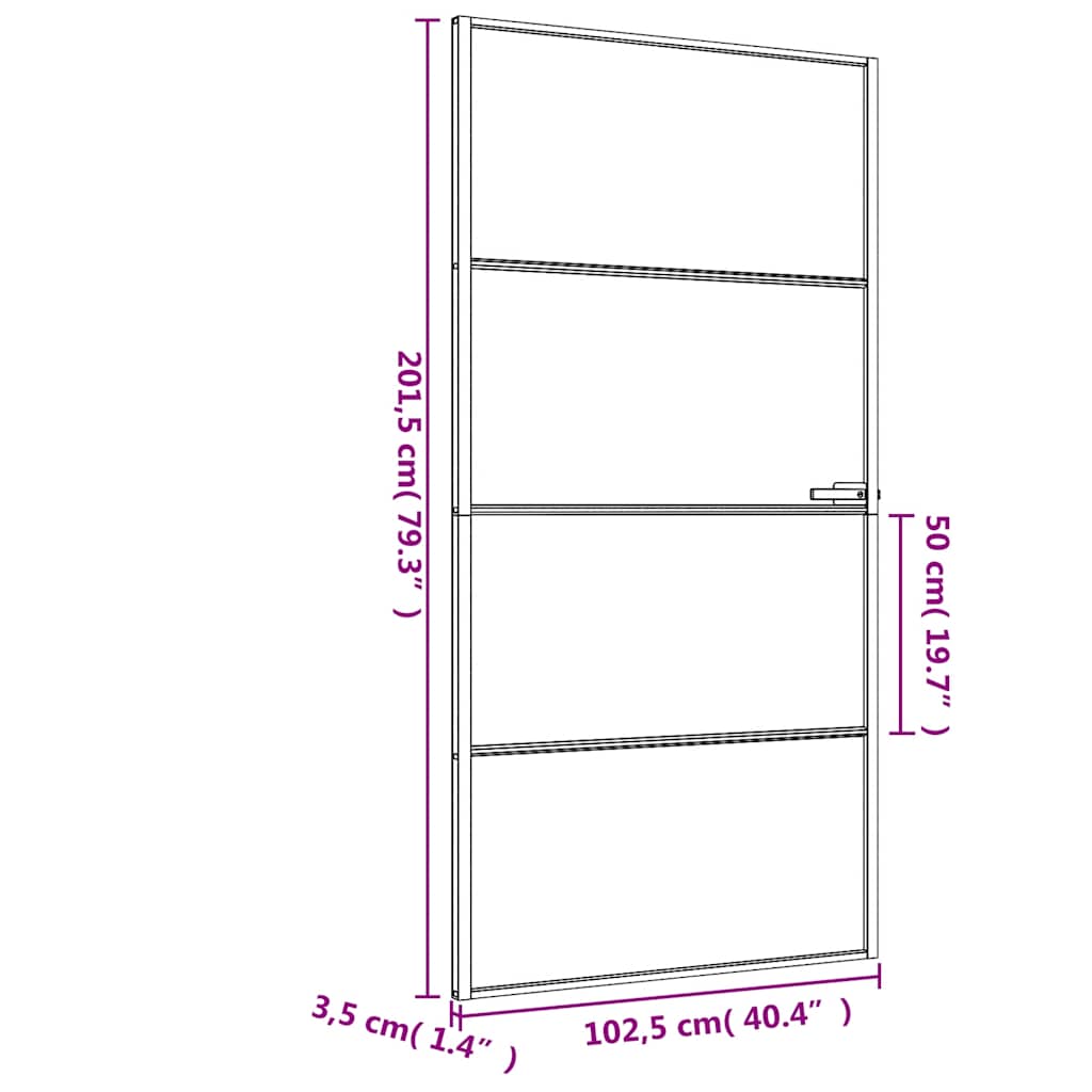 vidaXL Drzwi wewnętrzne, czarne, 102,5x201,5 cm, szkło i aluminium