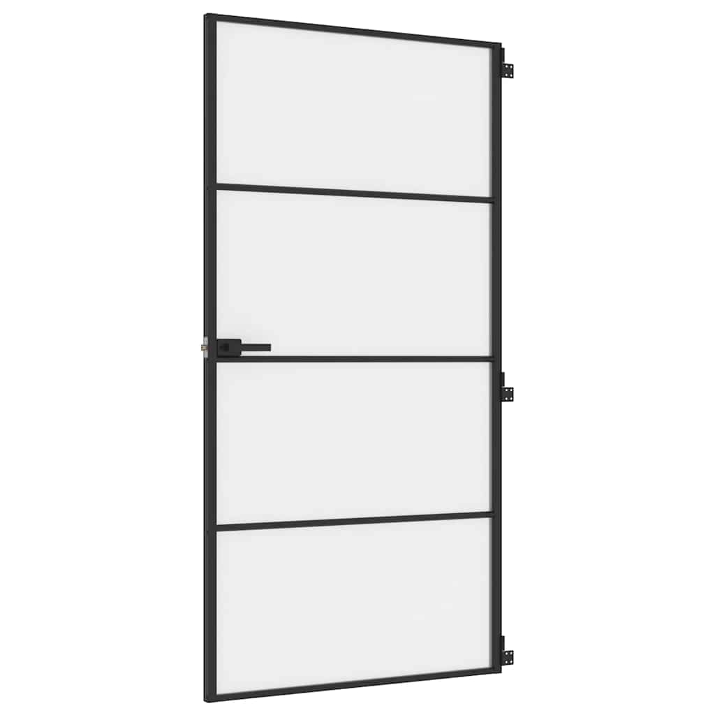 vidaXL Drzwi wewnętrzne, czarne, 102,5x201,5 cm, szkło i aluminium