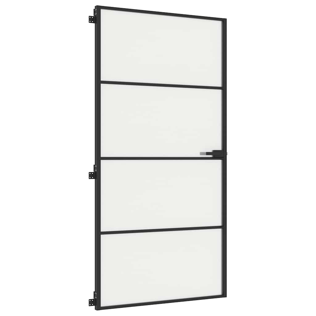 vidaXL Drzwi wewnętrzne, czarne, 102,5x201,5 cm, szkło i aluminium