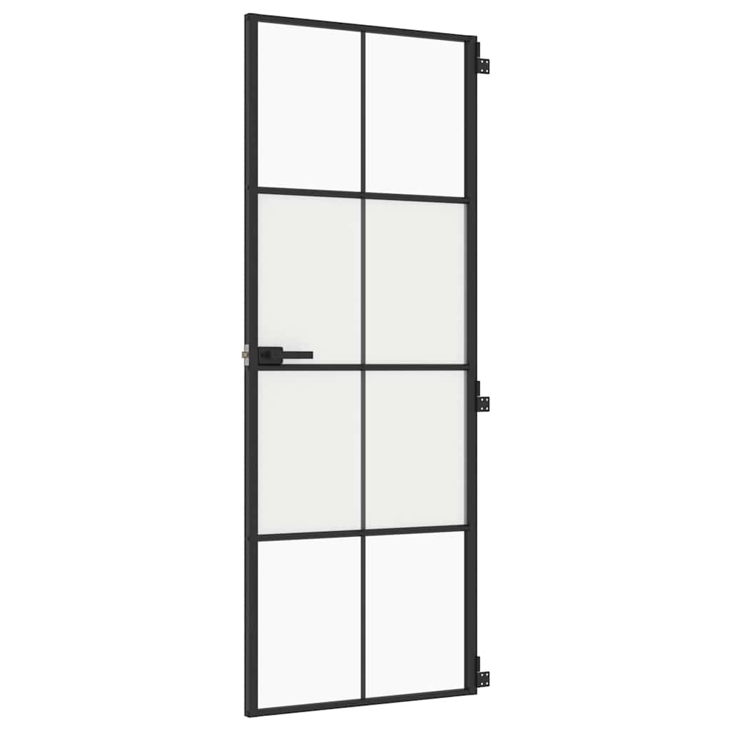 vidaXL Drzwi wewnętrzne, czarne, 76x201,5 cm, szkło i aluminium