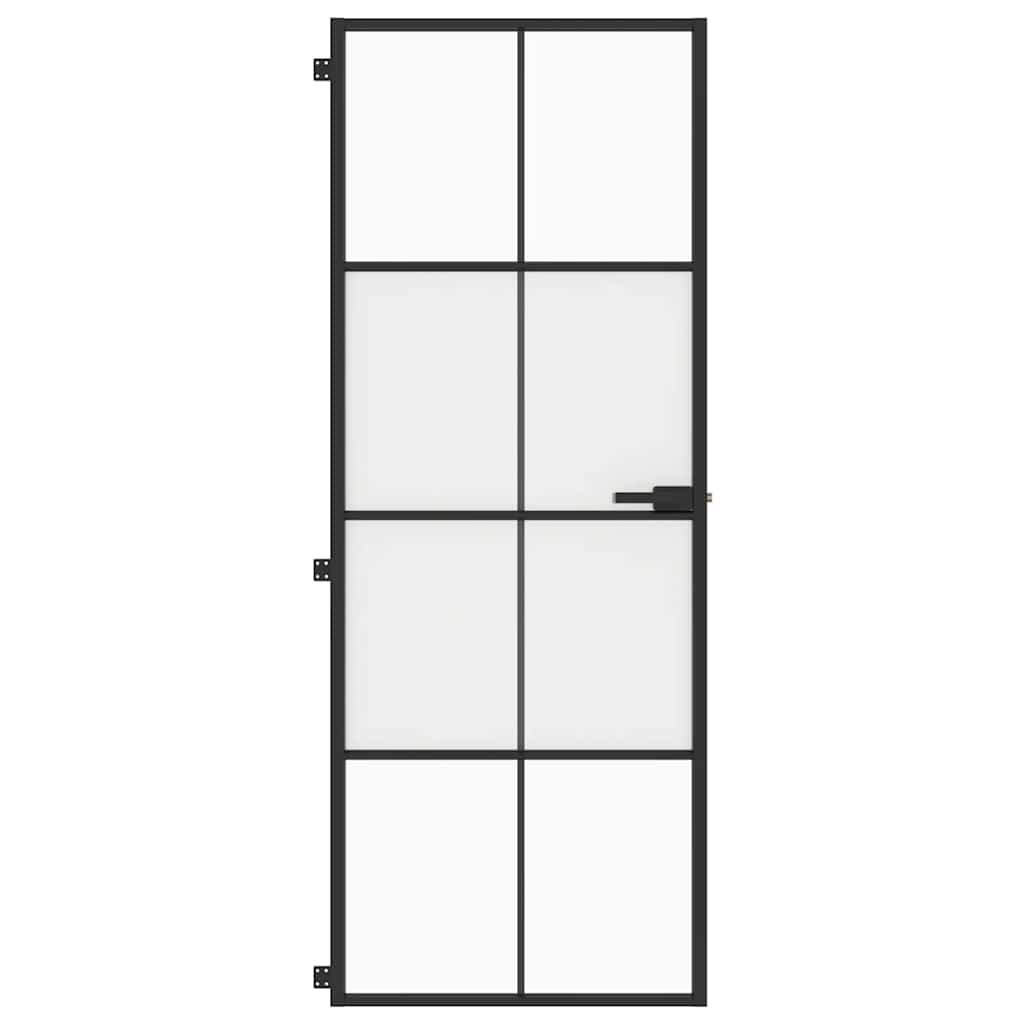 vidaXL Drzwi wewnętrzne, czarne, 76x201,5 cm, szkło i aluminium