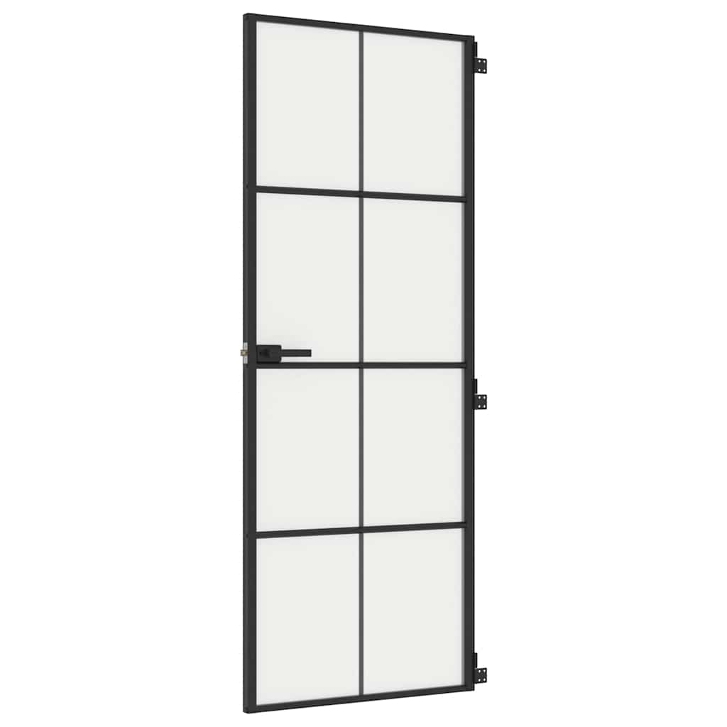 vidaXL Drzwi wewnętrzne, czarne, 76x201,5 cm, szkło i aluminium