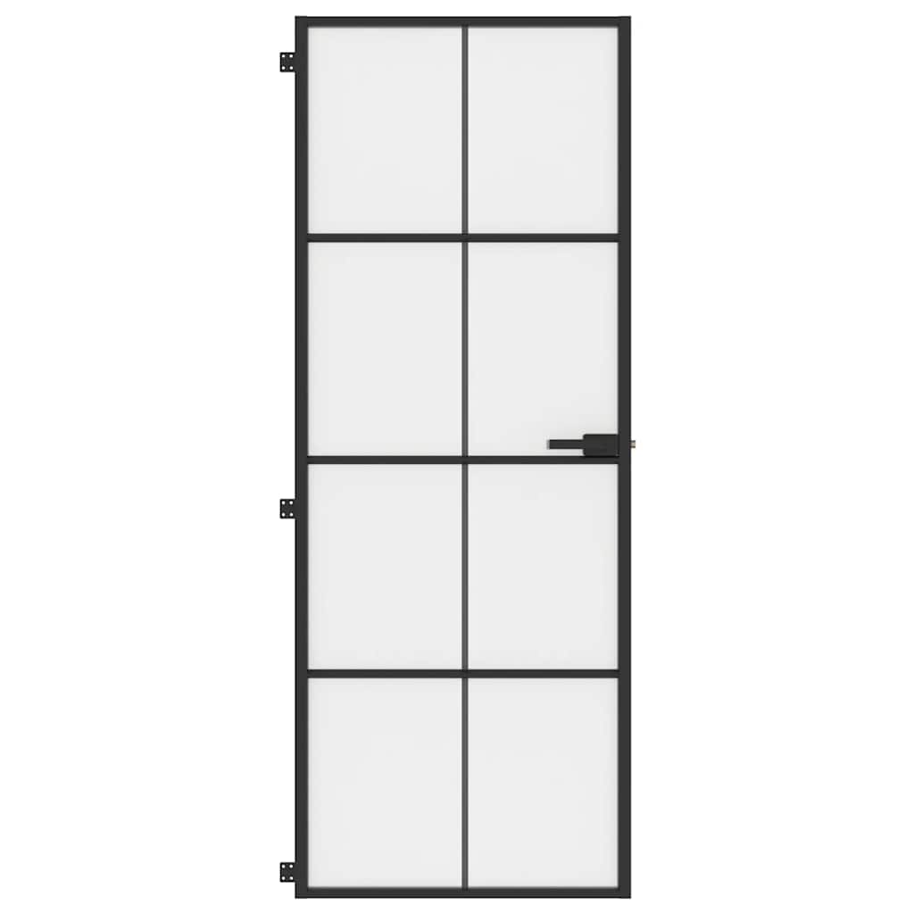 vidaXL Drzwi wewnętrzne, czarne, 76x201,5 cm, szkło i aluminium