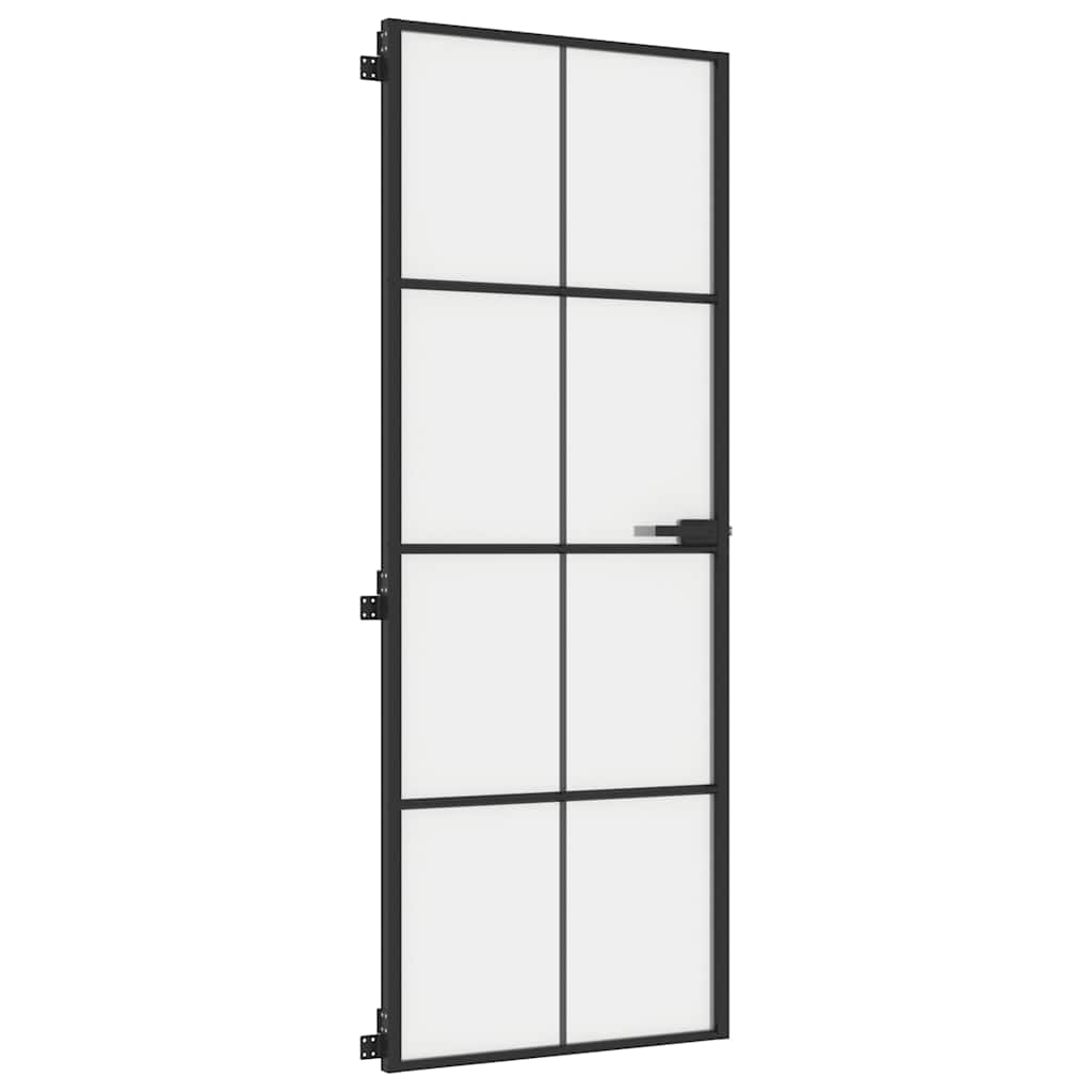vidaXL Drzwi wewnętrzne, czarne, 76x201,5 cm, szkło i aluminium