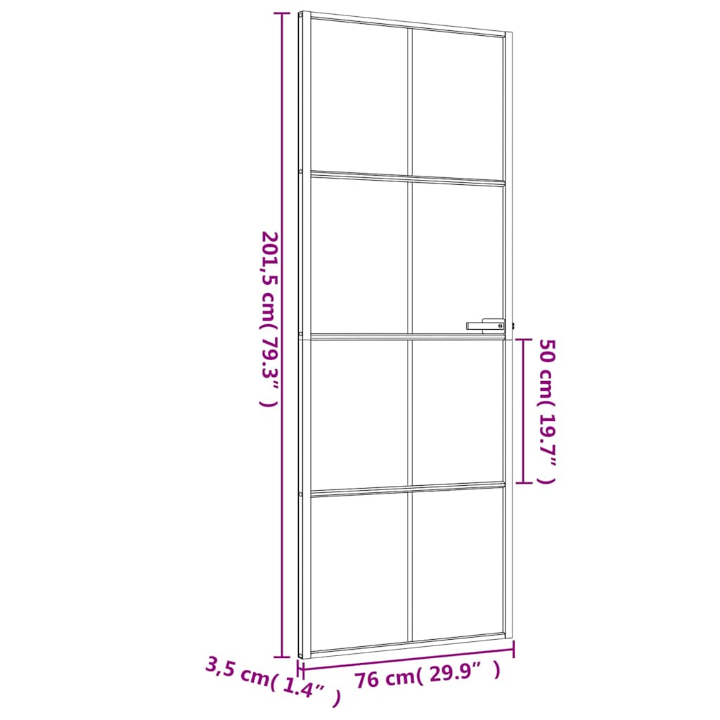vidaXL Drzwi wewnętrzne, czarne, 76x201,5 cm, szkło i aluminium