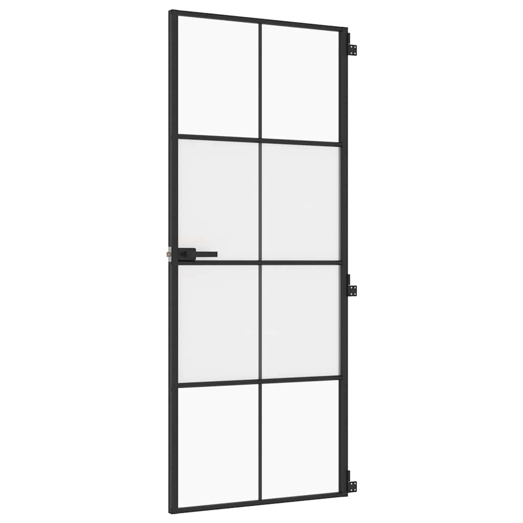 vidaXL Drzwi wewnętrzne, czarne, 83x201,5 cm, szkło i aluminium