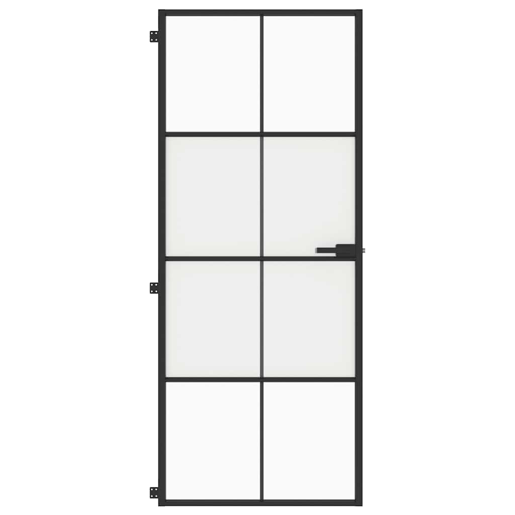 vidaXL Drzwi wewnętrzne, czarne, 83x201,5 cm, szkło i aluminium