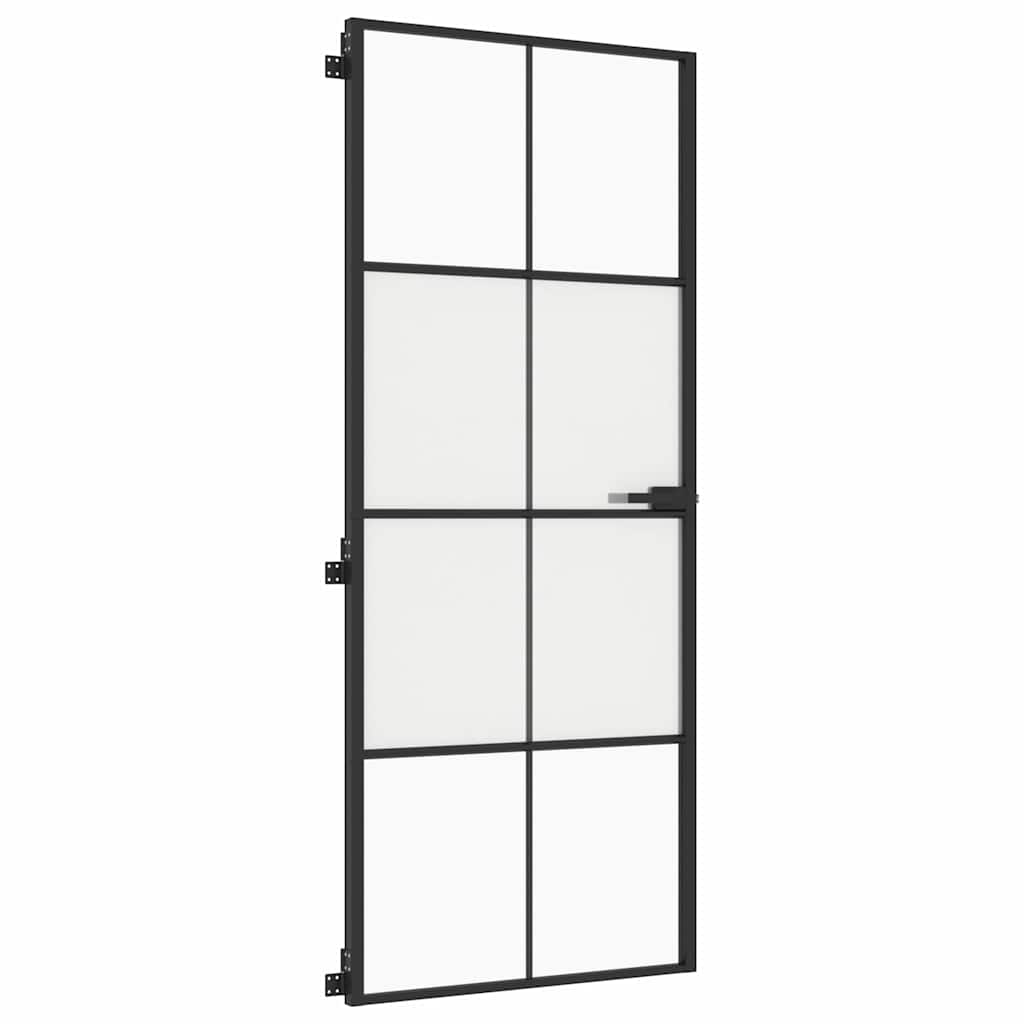 vidaXL Drzwi wewnętrzne, czarne, 83x201,5 cm, szkło i aluminium
