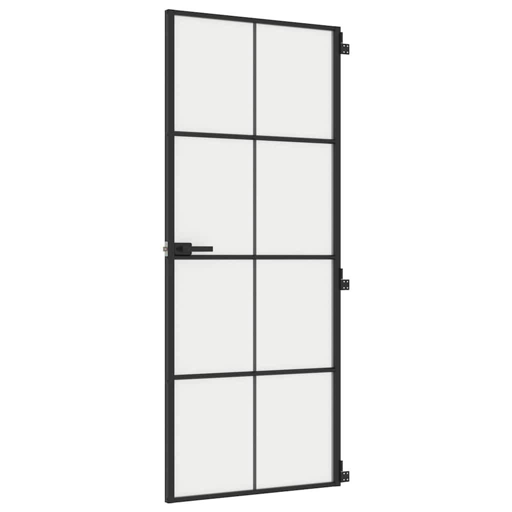 vidaXL Drzwi wewnętrzne, czarne, 83x201,5 cm, szkło i aluminium