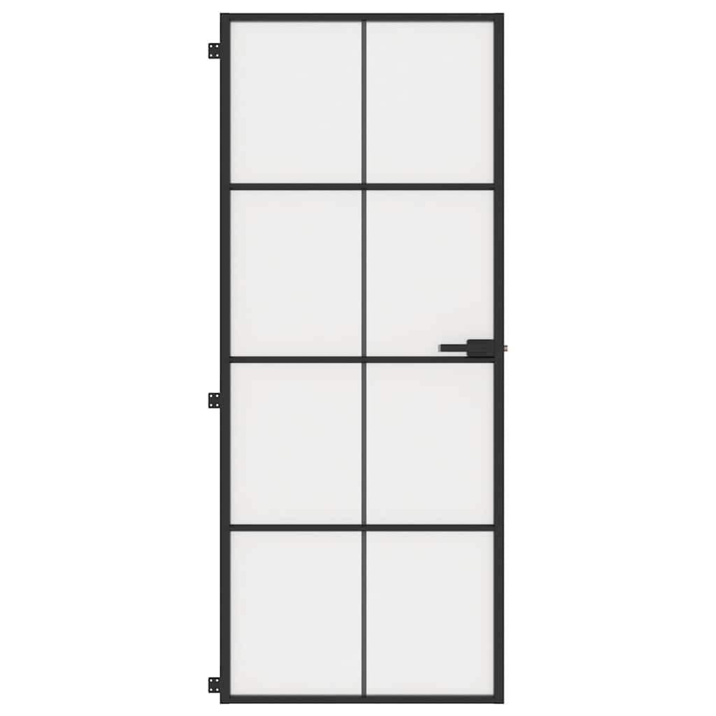 vidaXL Drzwi wewnętrzne, czarne, 83x201,5 cm, szkło i aluminium