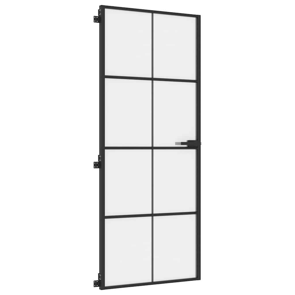 vidaXL Drzwi wewnętrzne, czarne, 83x201,5 cm, szkło i aluminium