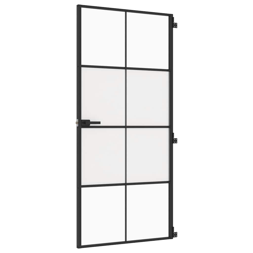 vidaXL Drzwi wewnętrzne, czarne, 93x201,5 cm, szkło i aluminium