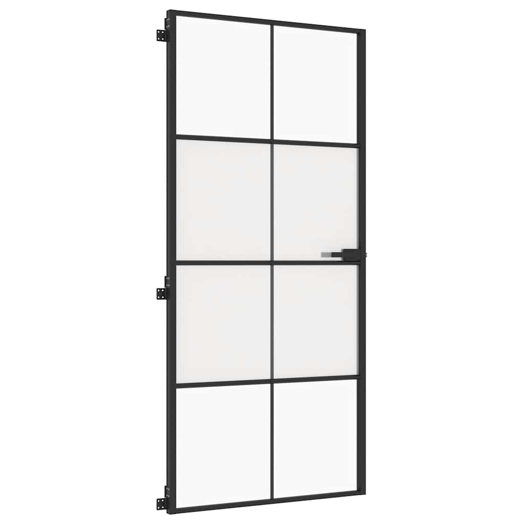 vidaXL Drzwi wewnętrzne, czarne, 93x201,5 cm, szkło i aluminium