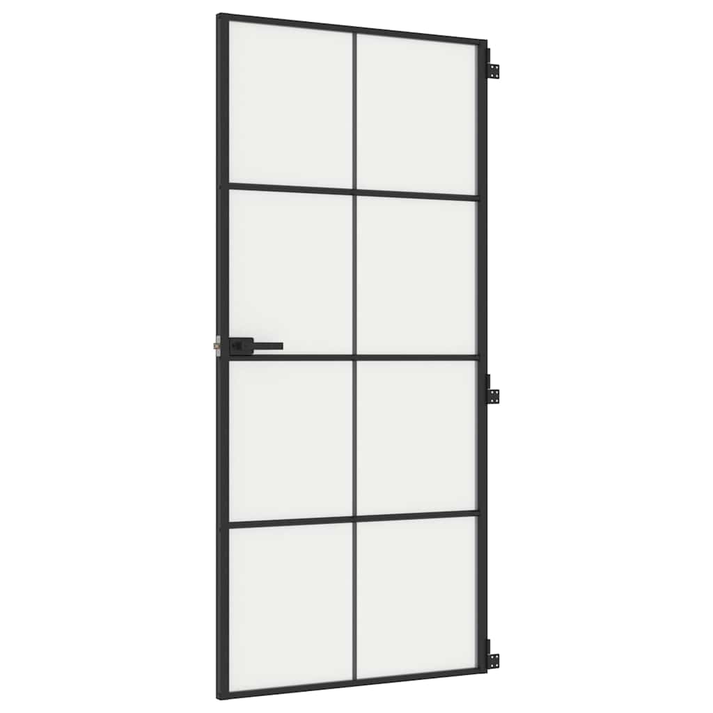 vidaXL Drzwi wewnętrzne, czarne, 93x201,5 cm, szkło i aluminium