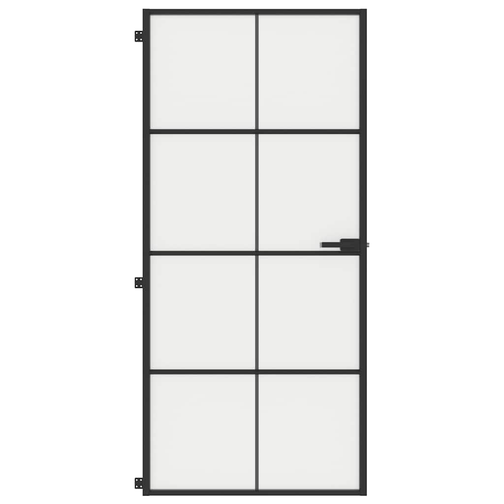vidaXL Drzwi wewnętrzne, czarne, 93x201,5 cm, szkło i aluminium