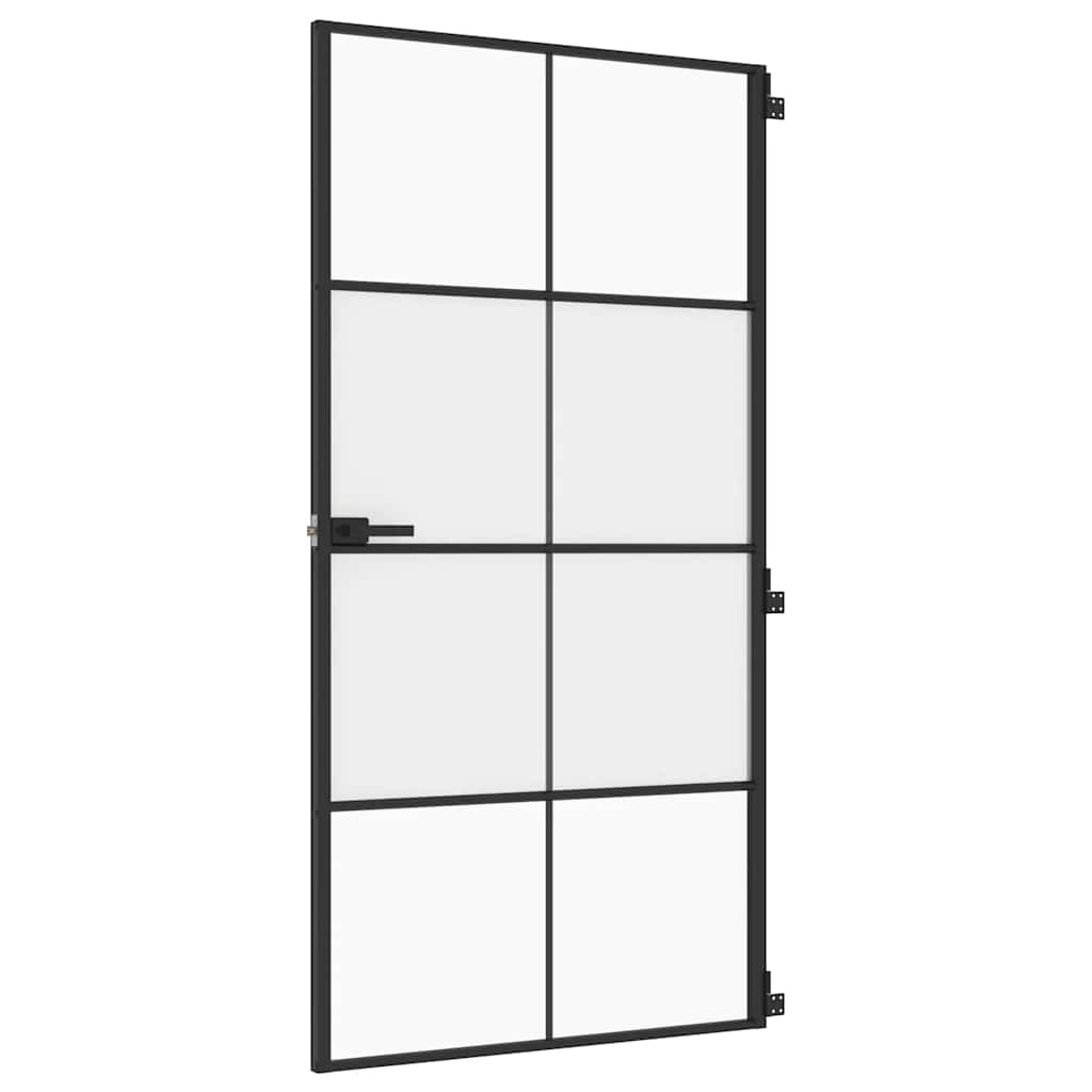 vidaXL Drzwi wewnętrzne, czarne, 102,5x201,5 cm, szkło i aluminium