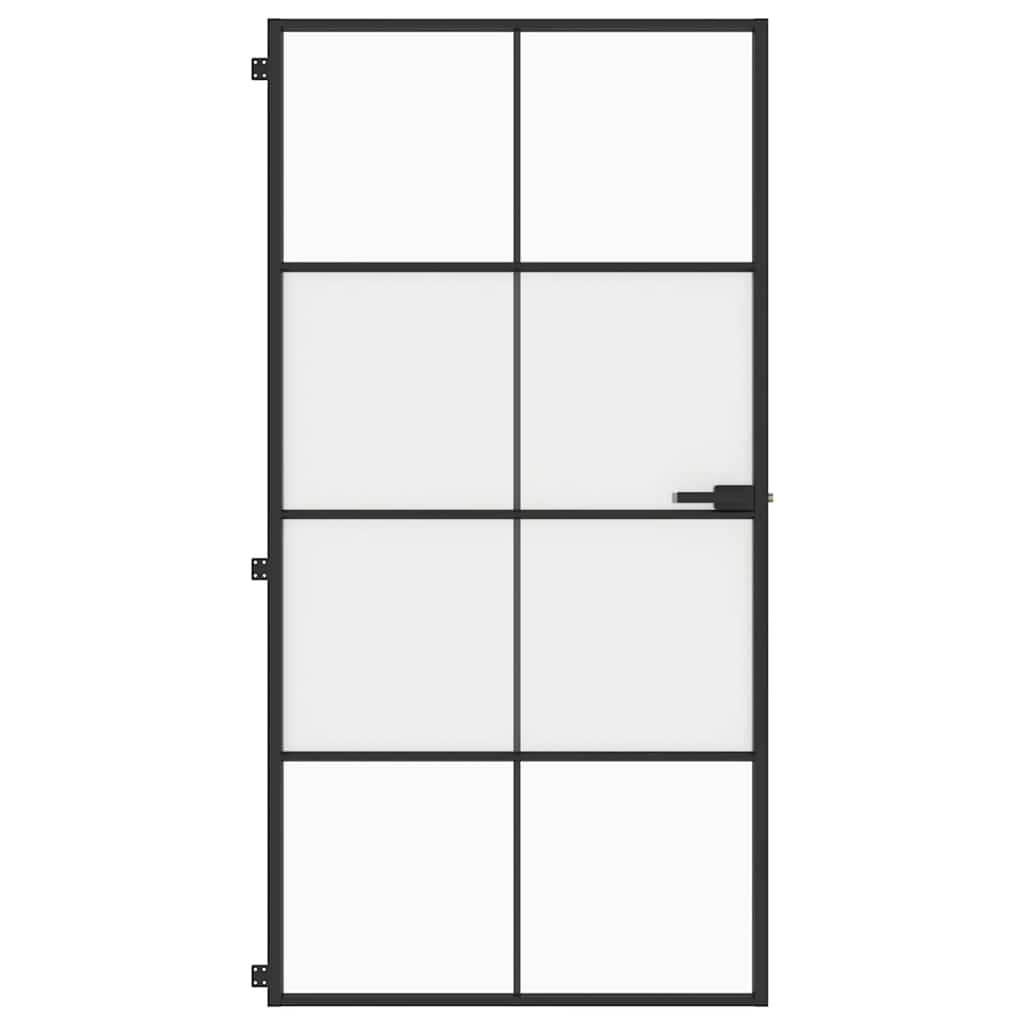 vidaXL Drzwi wewnętrzne, czarne, 102,5x201,5 cm, szkło i aluminium