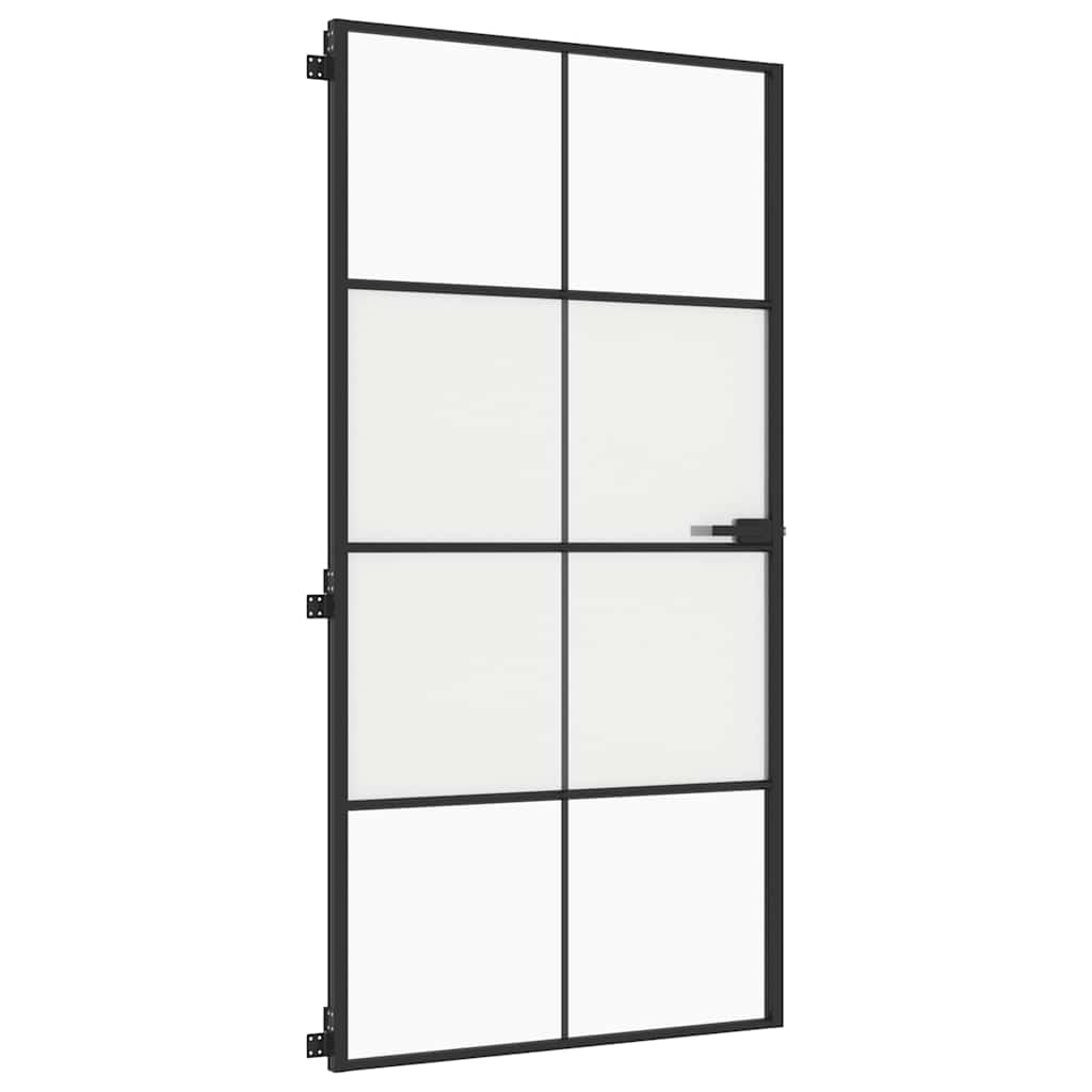 vidaXL Drzwi wewnętrzne, czarne, 102,5x201,5 cm, szkło i aluminium