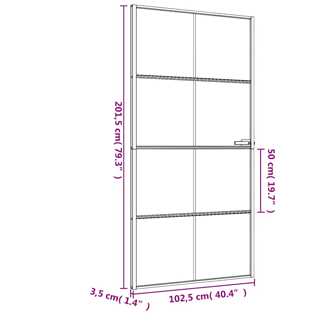 vidaXL Drzwi wewnętrzne, czarne, 102,5x201,5 cm, szkło i aluminium