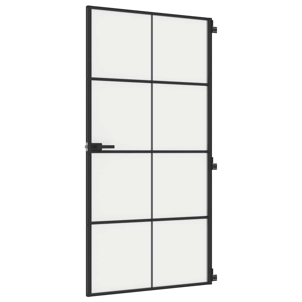 vidaXL Drzwi wewnętrzne, czarne, 102,5x201,5 cm, szkło i aluminium