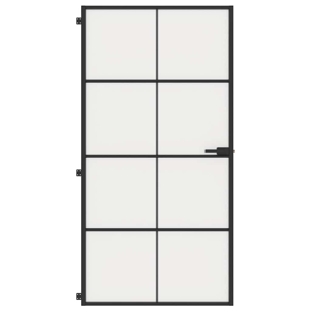vidaXL Drzwi wewnętrzne, czarne, 102,5x201,5 cm, szkło i aluminium