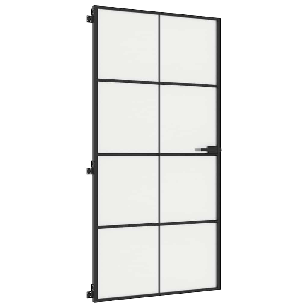 vidaXL Drzwi wewnętrzne, czarne, 102,5x201,5 cm, szkło i aluminium
