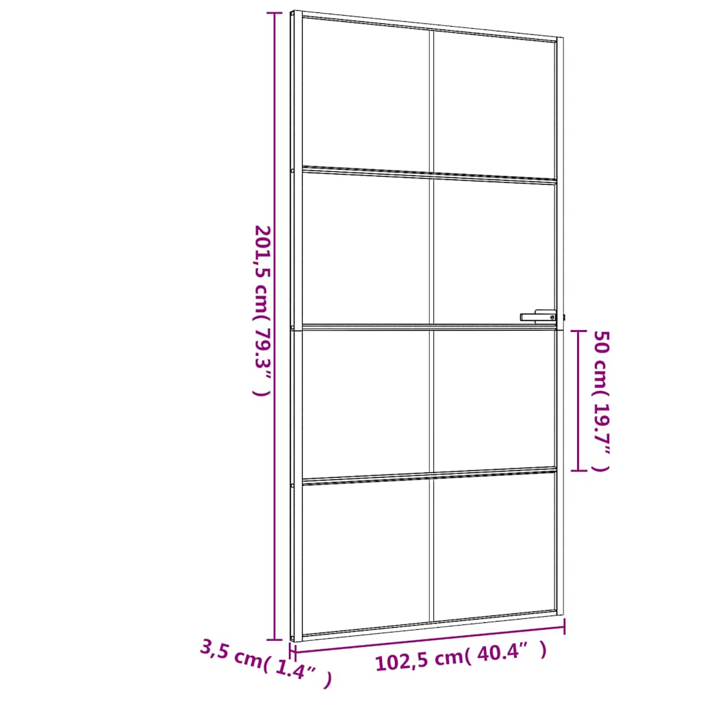 vidaXL Drzwi wewnętrzne, czarne, 102,5x201,5 cm, szkło i aluminium